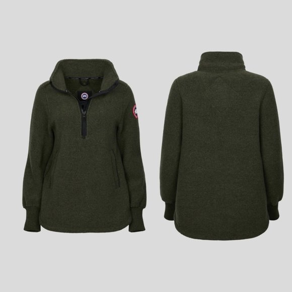 ❌SOLD❌NWT Canada Goose Severn 1/2 Zip Fleece Sweater Wool High Collar Dark Sage - Picture 3 of 9